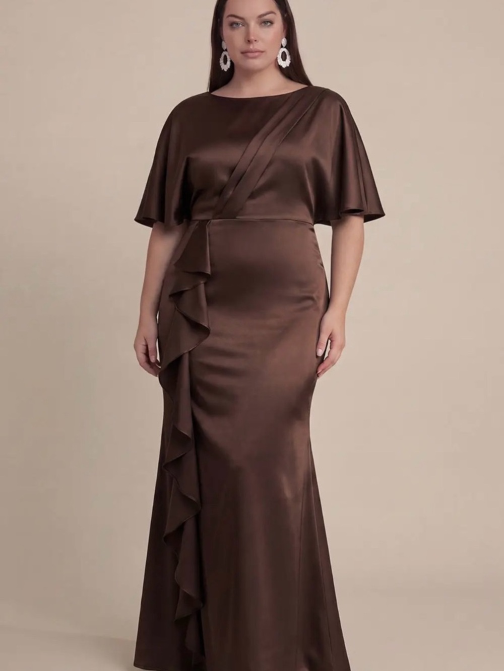 Lot of 3 Satin Ruffle Maxi Dress in